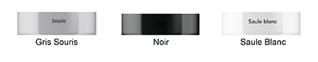 les couleurs utilisées gris souris, noir et saule blanc