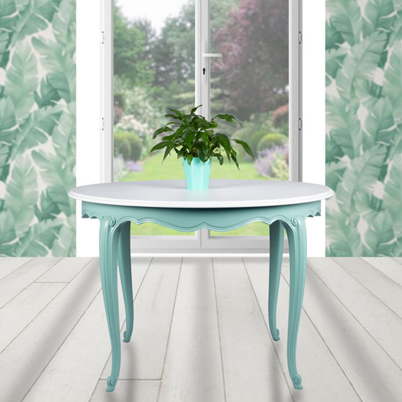 table à manger et ses 2 rallonges relookées
