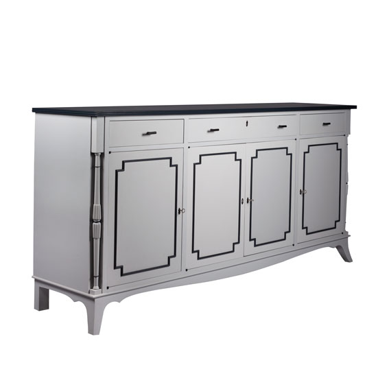 enfilade 4 portes relookée en gris et noir, style moderne