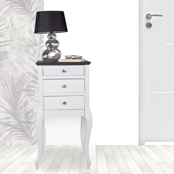 table de chevet peinte en gris et noir
