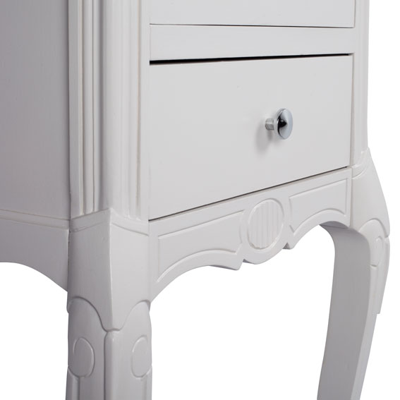 détail de la table de chevet relookée en gris
