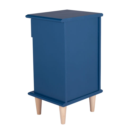 table de chevet avec tiroir bleu relookée
