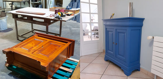 Meuble de rangement avant et après son relooking