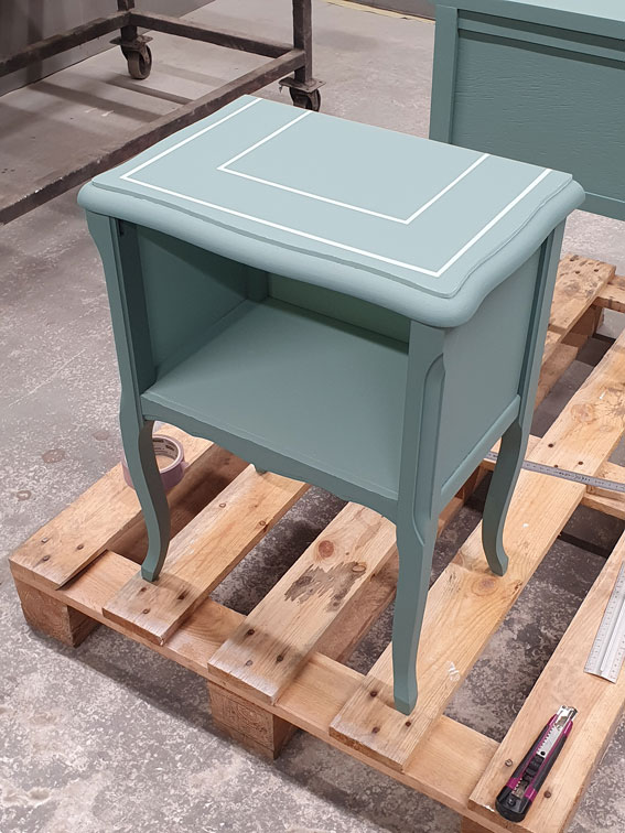 tables de chevet en vert avec le 1 er motif