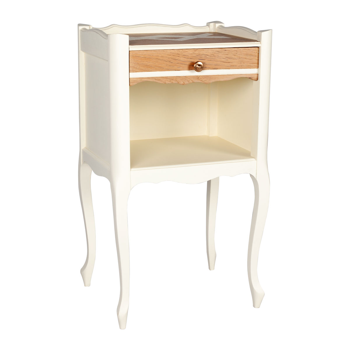 table de chevet crème et bois