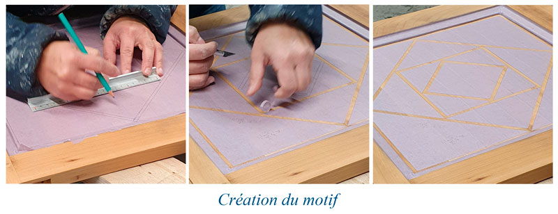 création motif sur la porte du confiturier