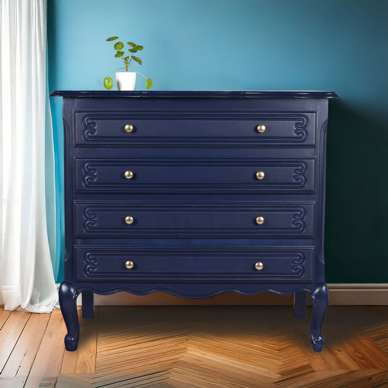 commode relookée ancienne en bleu Nuit Marine
