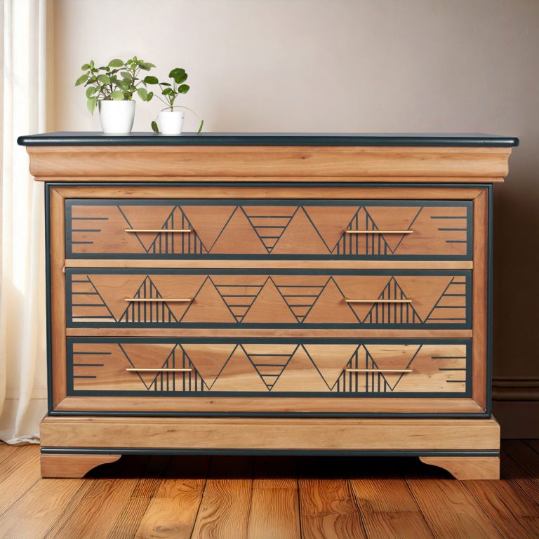 commode vert relookée