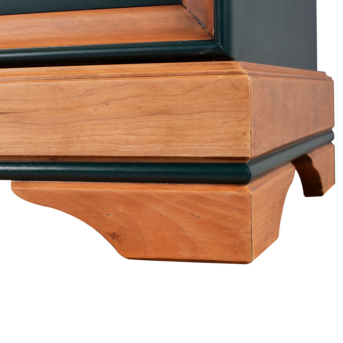 pied en bois commode 3 tiroirs vert