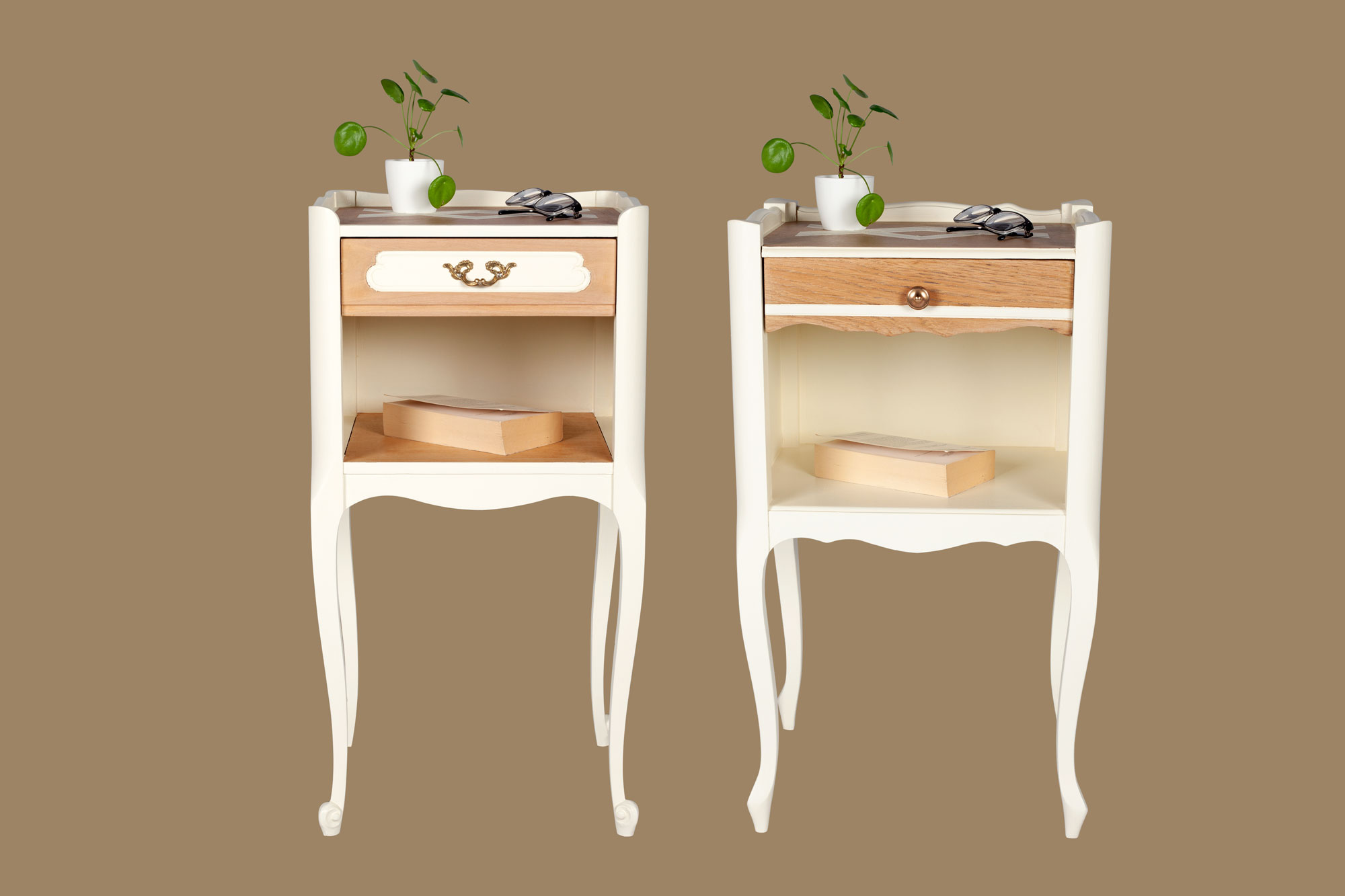 tables de chevet relookées en jasmin