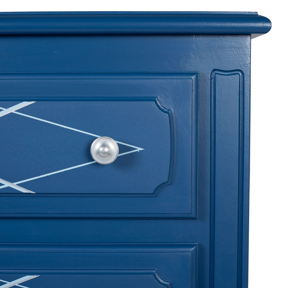 bouton de la commode 3 tiroirs bleu relookée