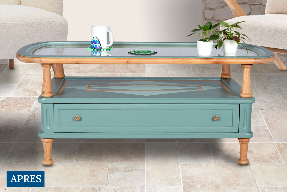 La table basse ancienne relookée avec plateau en verre