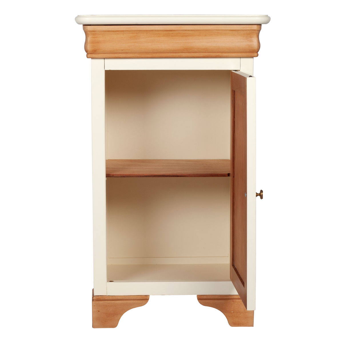 table de nuit Louis-Philippe avec porte ouverte