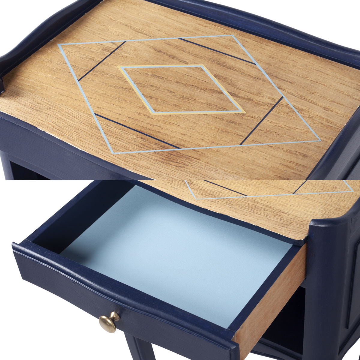 des détails du relooking pour rendre ces tables de nuit uniques