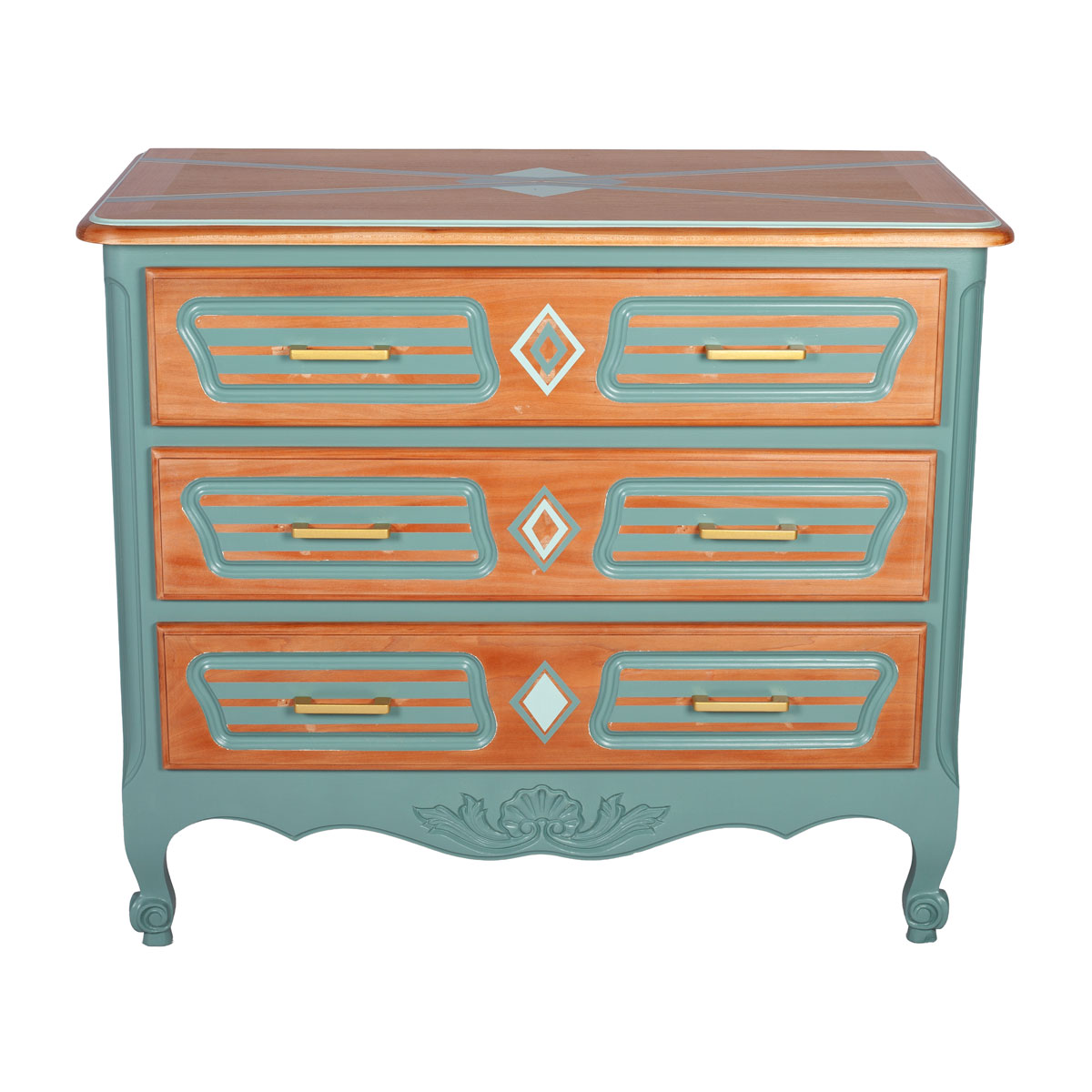 Commode Louis XV relookée vert Agave