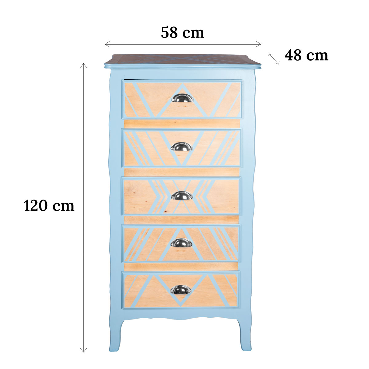 dimensions du chiffonnier bleu