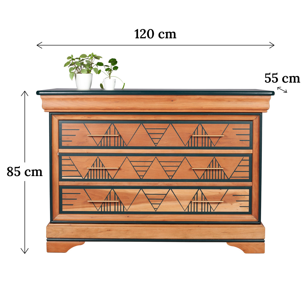 les dimensions de la commode verte
