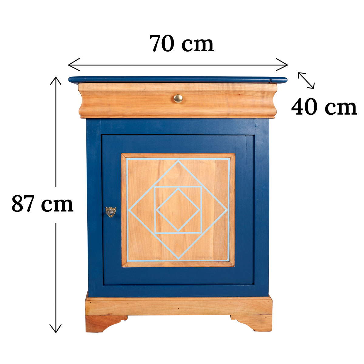 confiturier ancien relooké bleu avec ses dimensions