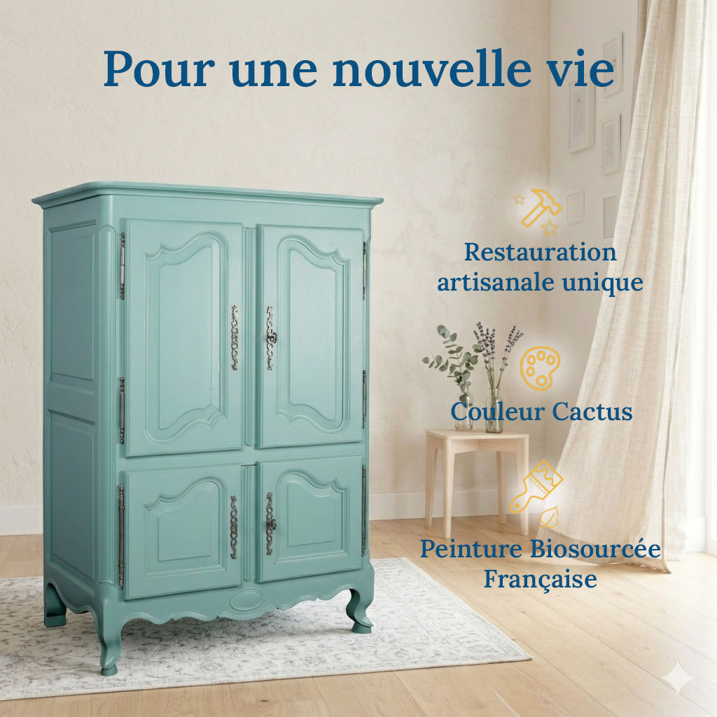 Buffet vert relooké avec des informations