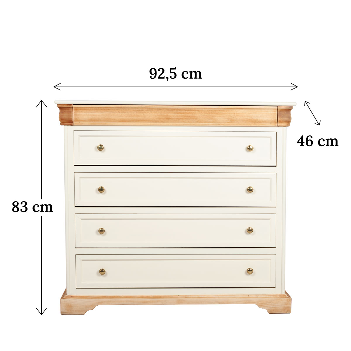 commode crème avec ses dimensions