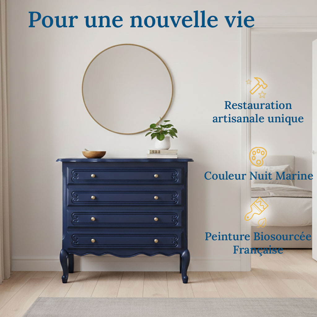 Commode ancienne relookée avec informations