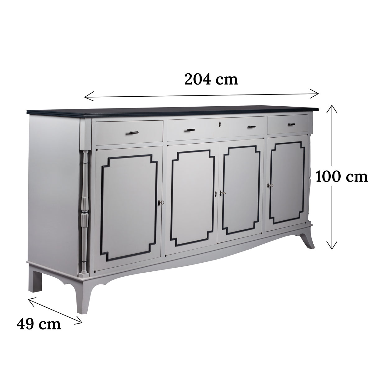 Enfilade relookée avec ses dimensions