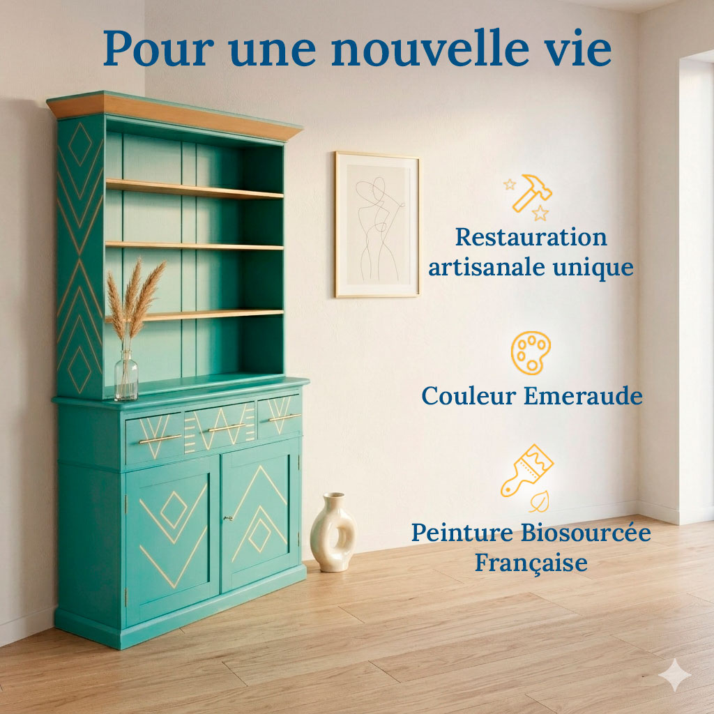vaisselier vert avec des infos